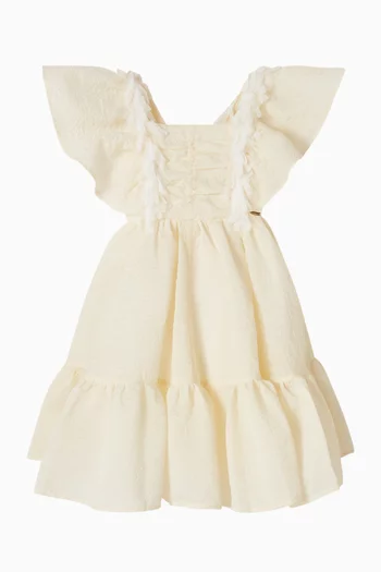 Ruched Ruffle Flared Dress