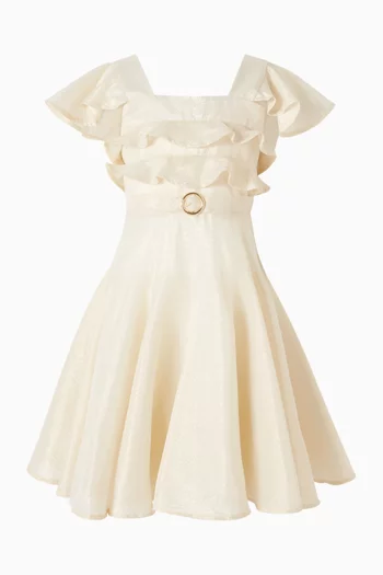 Ruffled Belted Flared Dress