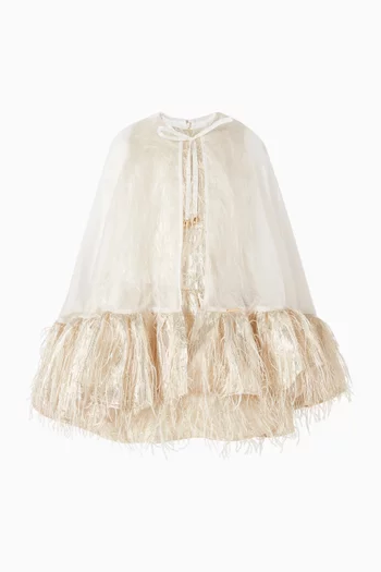 Ruffle Cape A-line Flared Dress