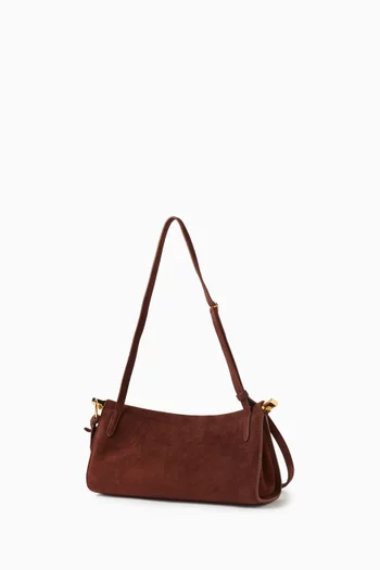 Le Click East West Shoulder Bag in Suede