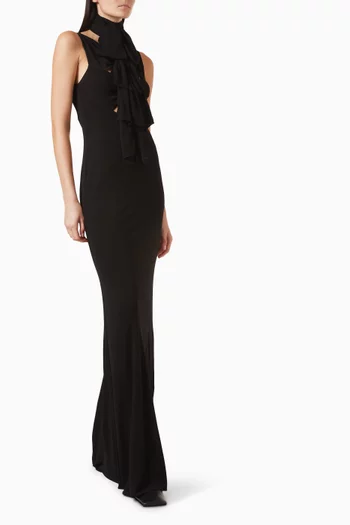 Bow Maxi Dress in Fluid Jersey