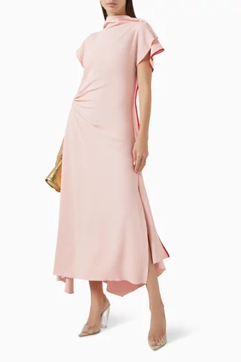 Drape-sleeve Midi Dress