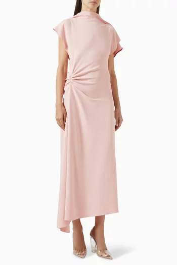 Drape-sleeve Midi Dress