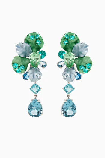 Paraiba Ariel Drop Earrings in 18kt White Gold & Rhodium Vermeil