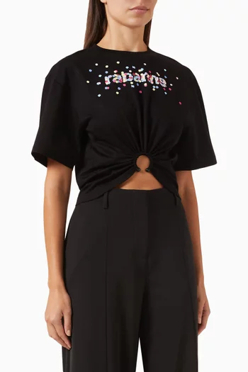 تي شيرت قصير برقعة شعار الماركة