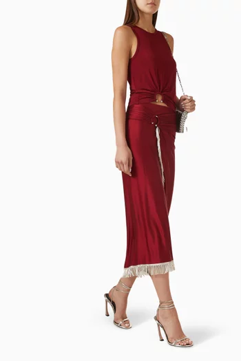 Piercing-ring Maxi Skirt in Stretch-viscose