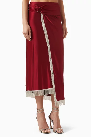 Piercing-ring Maxi Skirt in Stretch-viscose