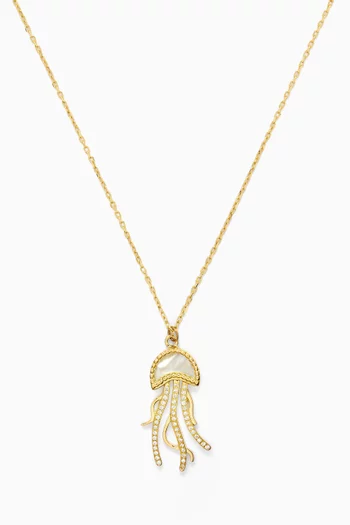 Jelly Fish Mother of Pearl Necklace in 18kt Gold