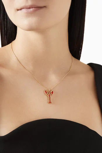 Lobster Enamel Necklace in 18kt Yellow Gold