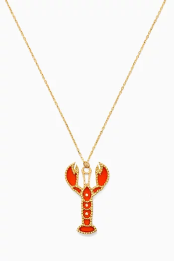 Lobster Enamel Necklace in 18kt Yellow Gold