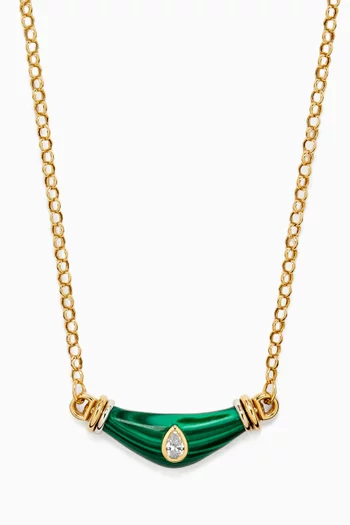 Karma Malachite & Diamond Necklace in 18kt Gold