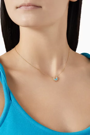 Mini Sparkle Moon Turquoise Necklace in 18kt Gold