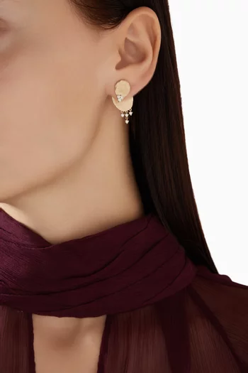 قرط منفرد غابي رقم 3 مرصع بالماس ذهب عيار 9