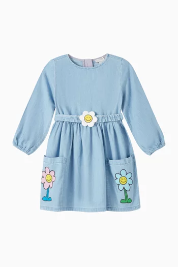 فستان بنقشة زهور دينم