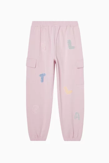 بنطال رياضي كارغو برقعة شعار الماركة مزيج قطن