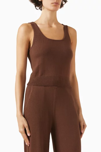 بلوزة قصيرة منسوجة بلا أكمام مزيج قطن معاد تدويره