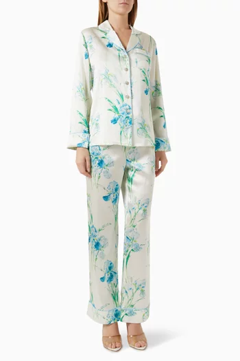 Lila Asterias Floral Pajamas in Silk Satin