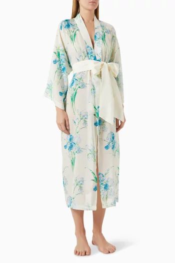 Amaya Samphire Floral Robe in Silk-Chiffon