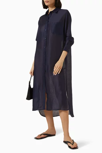 Phoebe Shirt Dress in Linen-Silk
