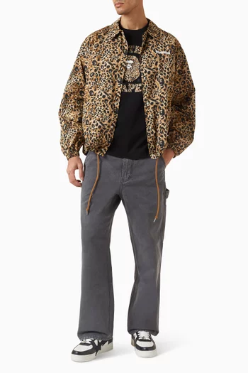 Wild Leopard Pattern College T-shirt in Cotton