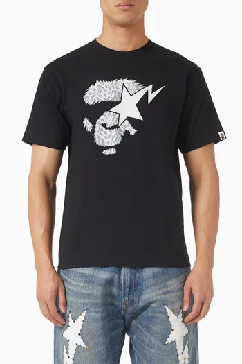 Wild Leopard Pattern Ape Face Sta T-shirt in Cotton