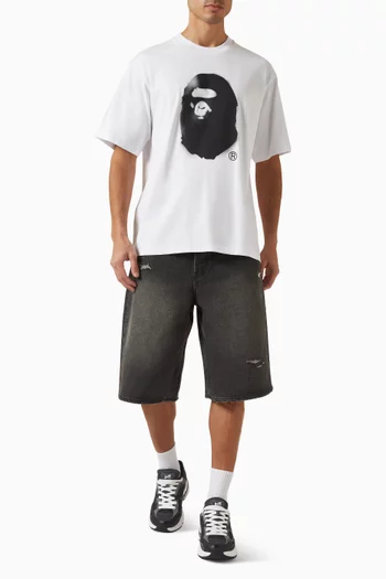 Spray Print Ape Head T-shirt in Cotton