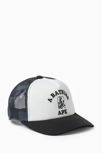 Camo-print Baseball Cap in Canvas & Mesh