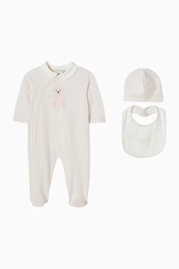 Logo Sleepsuit Set in Cotton