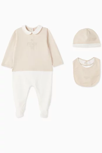 Logo Sleepsuit Set in Cotton