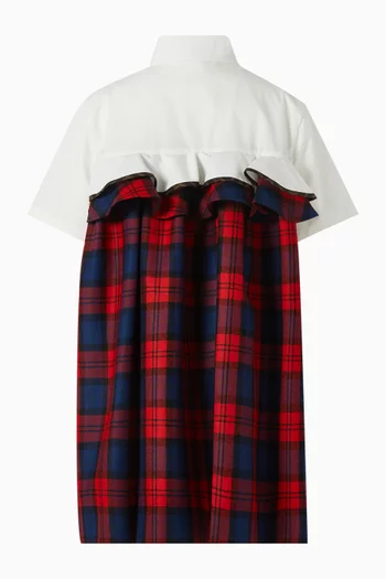 فستان بنقشة مربعات ترتان قطن