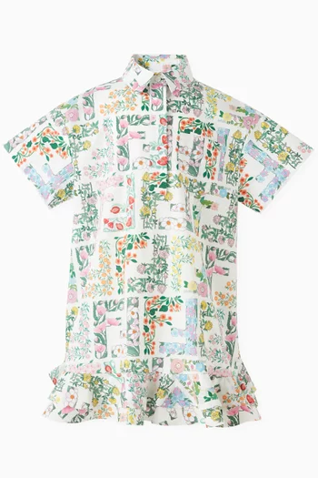 FF-print Shirt Dress in Cotton-poplin