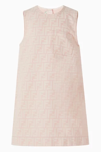 فستان بنقشة حرفي FF دينم قطن