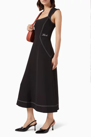 Contrast Stitch Midi Dress