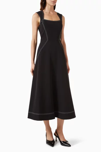 Contrast Stitch Midi Dress