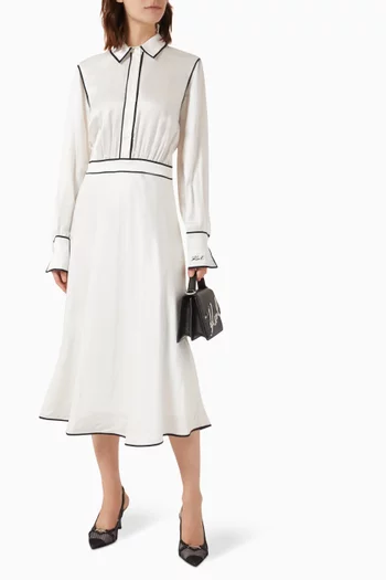 Contrast Piping Midi Dress