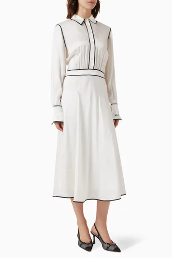 Contrast Piping Midi Dress