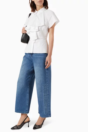 Ruffle Shirt in Cotton Poplin