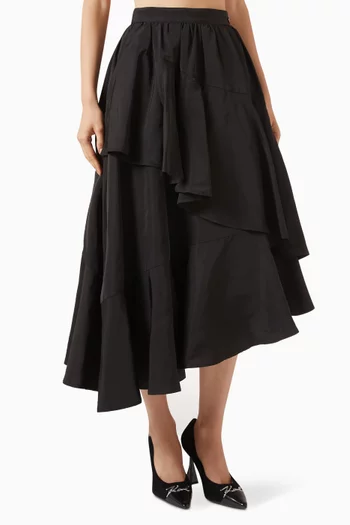 Voluminous Ruffle Midi Skirt