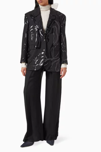 Sequin-embellished Blazer in Virgin Wool Blend