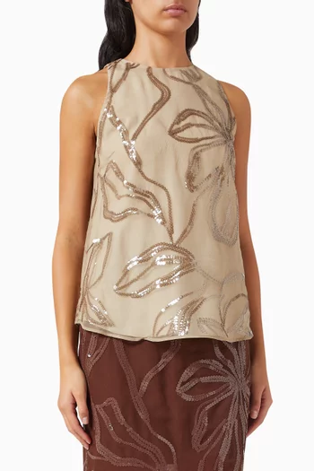 Sequin-embellished Top in Silk