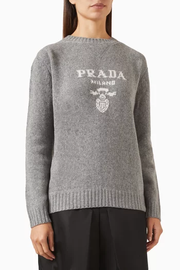 Logo Crewneck Sweater in Virgin Wool Blend