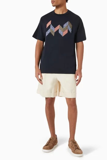 تي شيرت فليم بنقشة خطوط متعرجة قطن