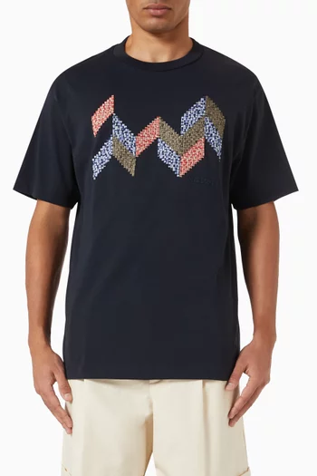 تي شيرت فليم بنقشة خطوط متعرجة قطن