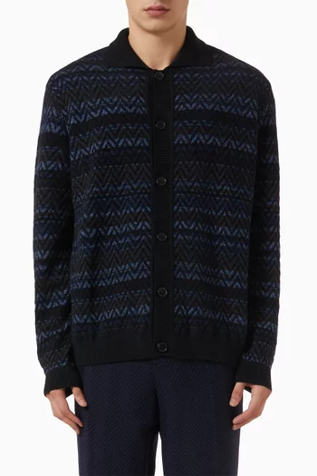 Chevron Cardigan in Cotton-blend Knit
