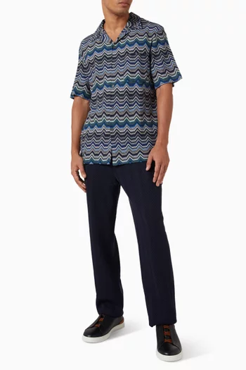 Geometric Zigzag Bowling Shirt in Cotton