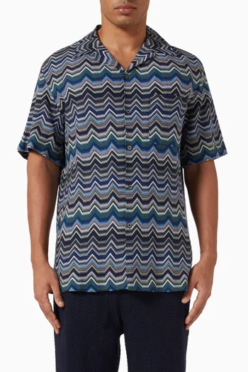 Geometric Zigzag Bowling Shirt in Cotton