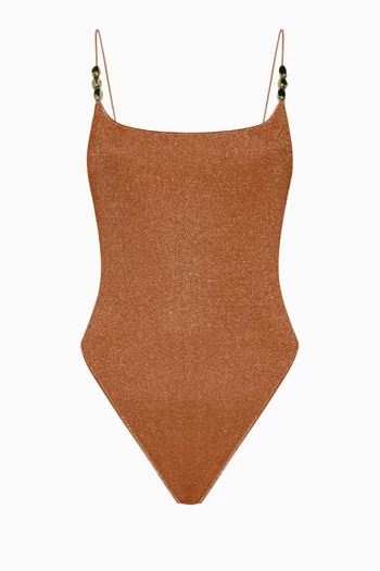 Glazed Lumiere Bead Swimsuit in Lurex