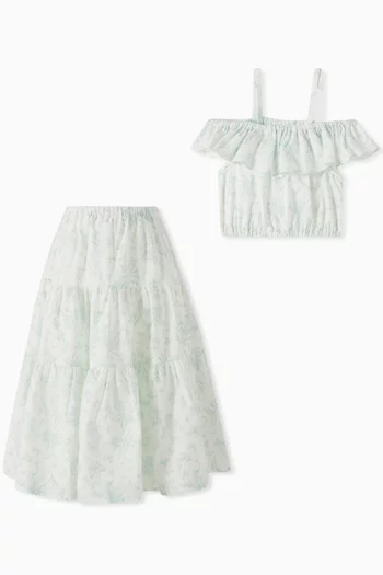 Floral Top & Skirt in Cotton