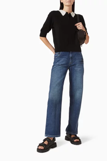 Trompe L'Oeil Polo Top in Knit