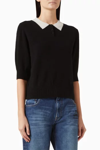 Trompe L'Oeil Polo Top in Knit